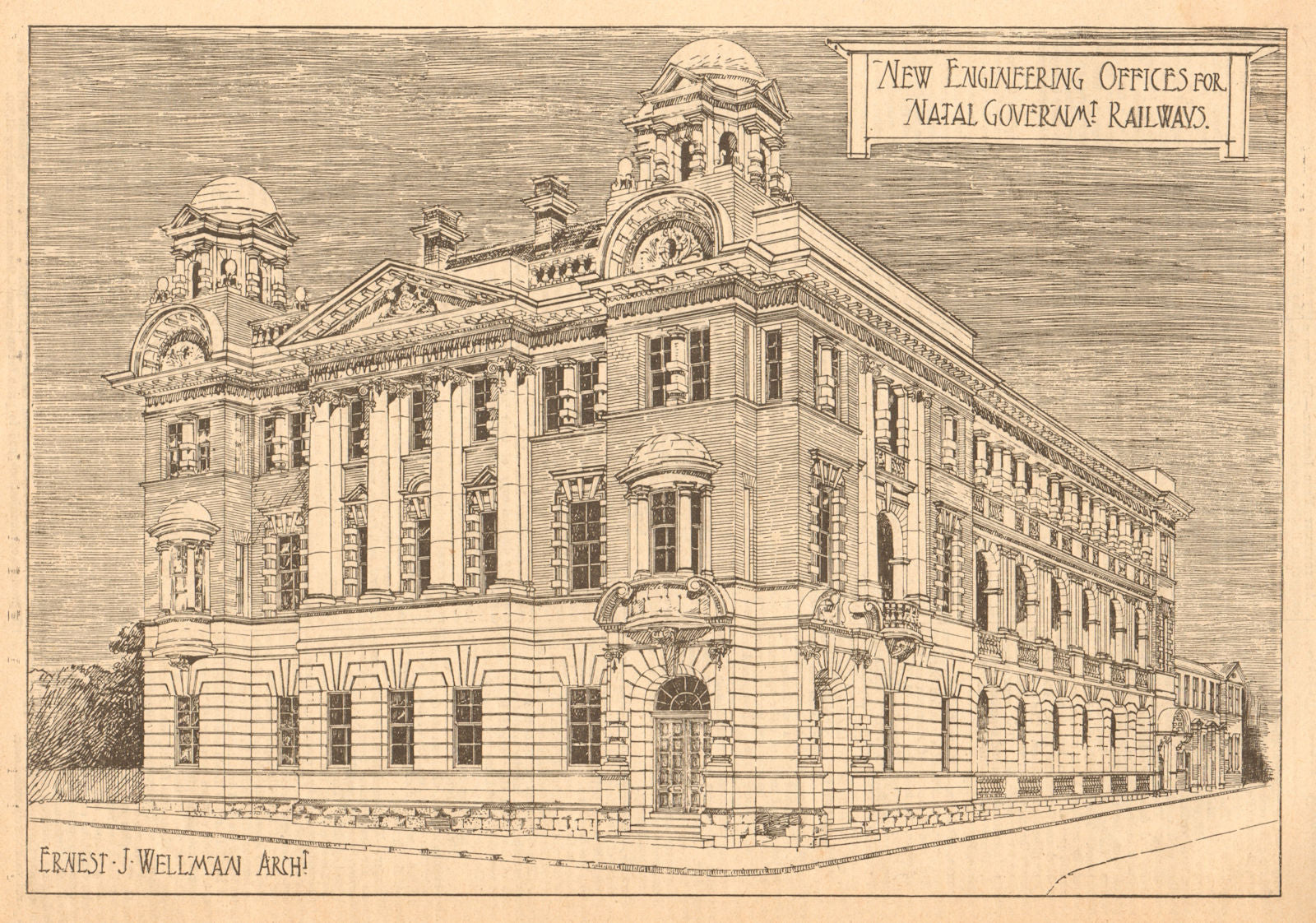 Natal Government Railways engineering offices, Ernest Wellman. South Africa 1903